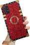 A13 for Samsung Galaxy A13 5G Bling Case,Luxury Bling Glitter Sparkle Cute Gold Square Corner Soft Trunk Cover with Finger Ring Grip Kickstand Pho...