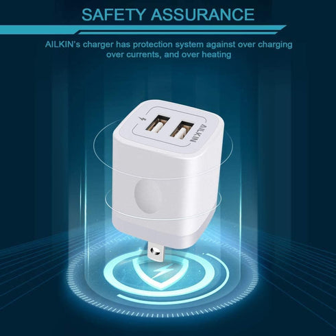 ?5Pcs? USB Plug, Wall Charger Fast Charging Block, Power Adapter Cube 2 Port Charge Travel Brick Cell Quick Chargers Box cargador for iPhone 14 13...