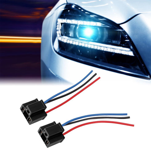 Headlight Wire Socket Connector, 2 Pcs H4 Male/Female Power Plug, 3 Wire Way Automotive Waterproof Electrical Connectors, Light Holder Wiring Pigt...