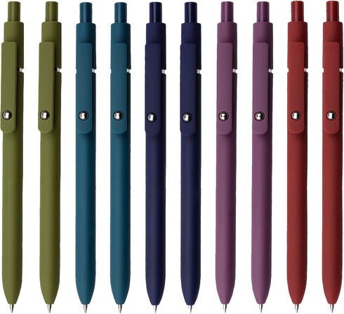 Gel Pens, 10 Pcs 0.5mm Black Ink Pens Fine Point Smooth Writing Pens with Silicone Grip, High-End Series Metal Clip Retractable Pens for Journalin...