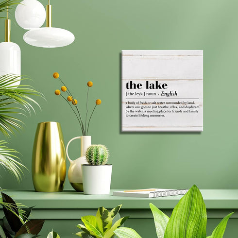 Country the Lake Definition Canvas Prints Wall Art Decor Desk Sign Lake Themed Poster Painting Framed Artwork 8 x 8 Inch Summer Rustic Home Shelf ...