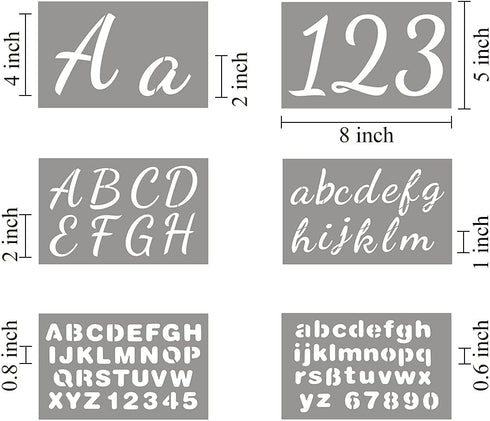 Large Letter Stencils for Painting on Wood - 44 Pack Alphabet Letter Number Stencil Templates with Signs, Reusable Plastic Stencils in 3 Fonts and...