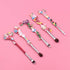 Alice in Wonderland Makeup Brush Set,5pcs Cute Alice Flower Makeup Brushes with Premium Synthetic Fiber and Metal Handle for Blush, Foundation, an...