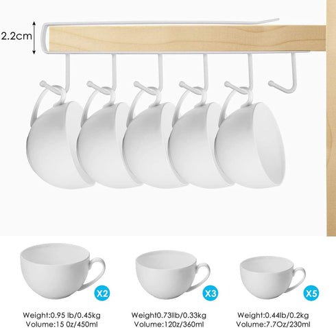 3pcs Mug Hooks Under Cabinet Mug Holder Rack,Drilling Free Coffee Cups Holder Hanger for Cups/Kitchen Utensils/Ties Belts/Scarf/Keys Storage,Fit f...