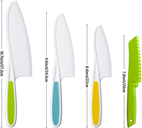 8 Pieces Kids Kitchen Knife Set Plastic Knife - Kids Chef Nylon Knives Children's Safe Cooking for Fruit, Bread, Cake, Salad, Lettuce Knife...
