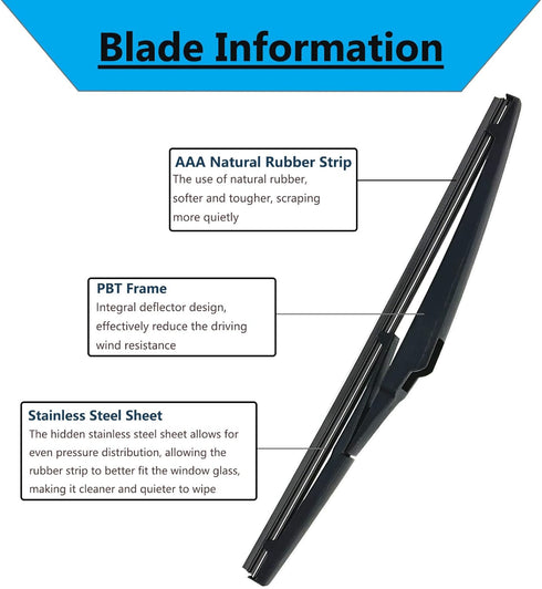 Rear Wiper Blade-11 inch Rear Windshield Wiper Blades for Hyundai Accent 2012-2022 / Kia Rio 2012-2022/ Toyota Prius V 2012-2019 /Jeep Grand Chero...