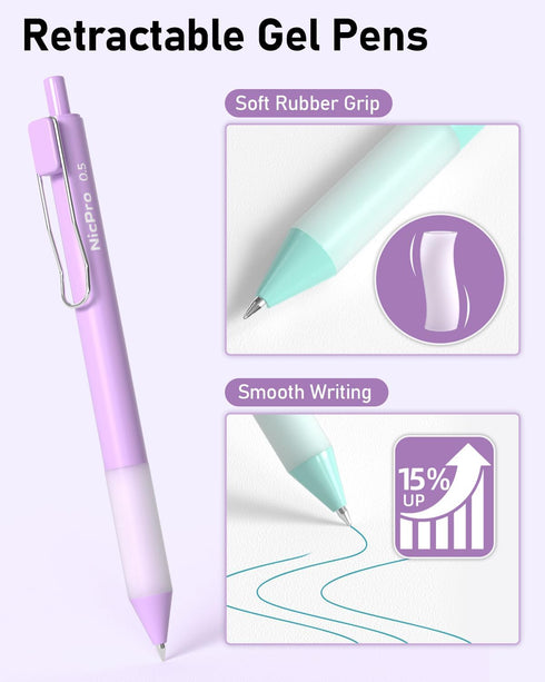 Nicpro 10 Pack Pastel Colored Gel Pens With Case & 10 Refills, Aesthetic Bible Pens Quick Dry Smooth Writing Pens Fine Point 0.5mm For Bible Study...