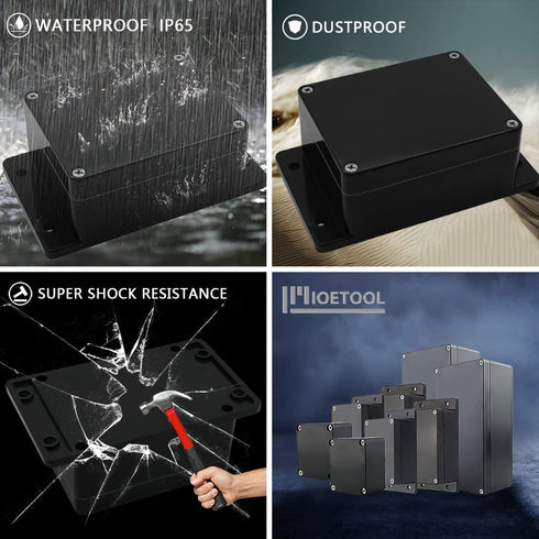 Junction Box IP65 Waterproof Dustproof ABS Plastic Universal Electric Project Enclosure with Fixed Ear Black 4.5x3.5x2.2 inch (2pc)...