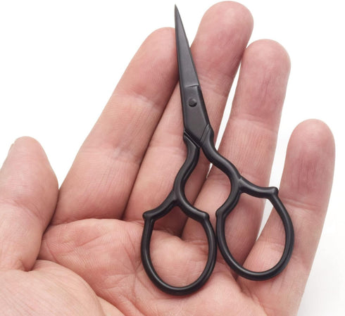 Embroidery Scissors - Stainless Steel Sharp Sewing Shears for DIY Craft, Art Work, Needlework, Cross Stitch (Black - 3.7 Inch)...