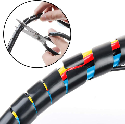 33FT XHF 5/16" Spiral Cable Wrap 8mm(Wrapping Range:6mm-60mm) Cord for Computer Electrical Wire Organizer Sleeve Hose RoHS Black...