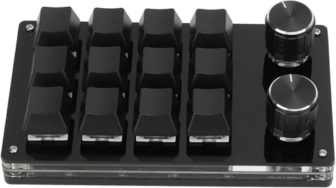 12 Key Mini Keyboard One Handed Mechanical Gaming Keyboard, Multifunctional Shortcut Programmable Macro Keyboard with Button for Vista Macos (Blac...
