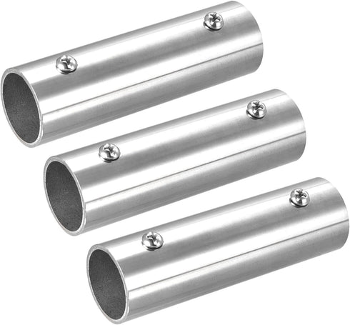 uxcell 3Pcs Straight Pipe Fitting Connector, 304 Stainless Steel 2-Way Hand Rail Tube Connector 100mm Length, for 1"(25mm) OD Handrail Railing...