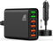 Multi Ports USB Car Charger, 96W 6 Port QC3.0 Fast Adapter Multiple Ports, with Four Quick Charge 3.0 Port, 12V-24V Multi Device Cigarette Lighter...