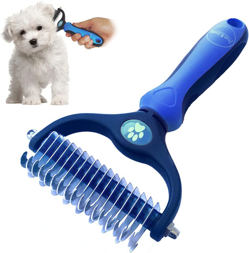 2 in 1 Pet Hair Dematting Tool, Tough Mats and Tangles, Undercoat Rake Comb, Dogs, Cats, Rabbits, Hairy Pets, Holiday Gift, Professional Grooming ...