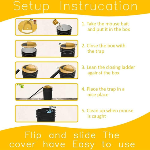 Mouse Trap - Auto Reset - Flip and Slide Bucket Lid Mouse Trap - Rat Trap - Reusable Trap Door Style - Multi Catch Mice Control Traps - Bucket Lid...