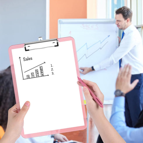 Rimilak Plastic Clipboards with Low Profile Metal Clip, Translucent Clip Board, 12.5 x 9 Inch Letter Size | Office Supply | back to school, Pink...