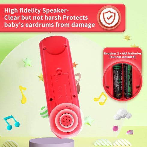 Baby Remote Control Toy - 3 languages Spanish & French & English Learning Toys, Musical, and Safe Simulation TV Remote for 6-12 Months Old Boys an...
