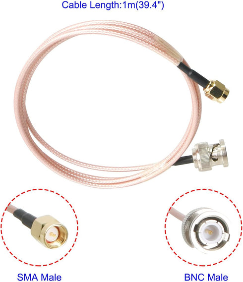 RF Coaxial Cable SMA Male to BNC Male RG316 Coax Cable Jumper for DIY Radio, 3G/4G/5G/LTE/Antenna, Audio and Video Signal Transmission, 1M 1Pcs...