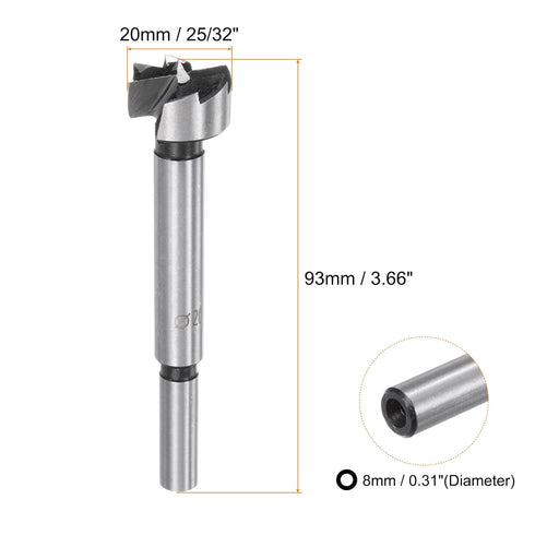 2pcs Forstner Drill Bit 25/32"(20mm) High-Speed Steel Multi-Tooth Forstner Bit with Round Shank for Hard Wood Soft Wood Plywood Plastic Drilling H...