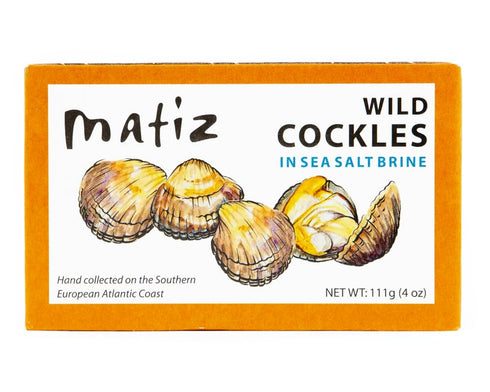 Matiz España Wild Cockles from Galicia, Spain in Natural Sea Salt Brine (4 oz.) Spanish Berberechos, Small Clams, Hand Packed, Size 45/55 (Pack of...