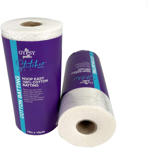 The Gypsy Quilter Stitcher Series Hoop Easy Cotton Batting 10in x 10yds...
