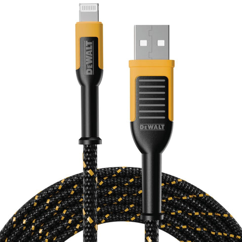 DEWALT Lightning to USB Cable — Reinforced Braided Cable for Lightning — Charger Cord Compatible with iPhone — Apple Compatible Charging Cable — 1...