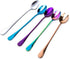 Long Handle Tea Spoon, Stainless Steel Multicolored Spoon Iced Tea Spoons for Mixing Ice Cream Coffee Spoon Milkshake Dessert Spoon Cocktail Stirr...