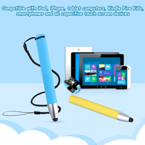 2pcs Kid-Friendly Stylus Pens for Touch Screens, Capacitive Stylus Pen with Spring Cord, Children's Stylus Pen Crayon Stylus Pen for Ipad Touch Sc...