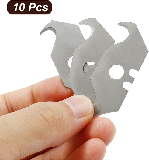 Hook Blade Utility Knife, SK5 Carbon Steel Replacement Blades with Plastic Case (10pcs)...