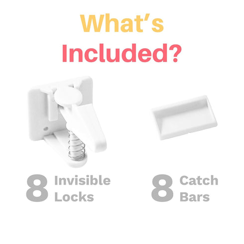Inaya Cabinet Locks Baby Proofing - Child Proof Drawer Locks - Child Safety Cabinet Latches with 3M Adhesive Easy Installation - No Drilling or Ex...