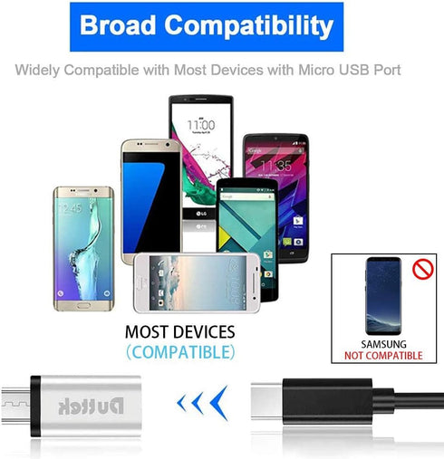 Duttek USB-C to Micro USB Adapter, 480Mbps, OTG Compatible, for FLIR One Pro, Huawei Y7/Y6/P Smart/P8 Lite and Smartphones, Tablets...