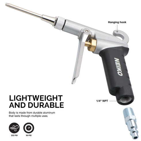 NEIKO 31121A High Flow Air Blow Gun | 3 Pc Pneumatic Air Nozzle | Dust Gun | Air Gun Compressor Accessories | ¼”...