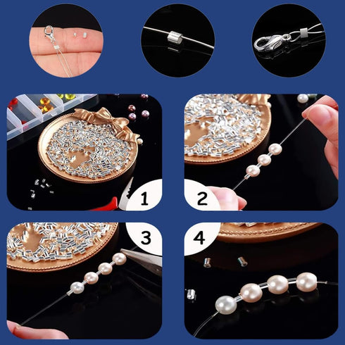 1600 Pcs Jewelry Making Accessories Set with 100 Pieces Lobster Claw Clasp 300 Pieces Bead Tips Knot Covers 600 Pieces Crimp Tube Beads and 600 Pi...