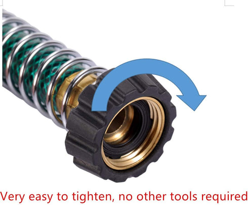 Garden Hose Coiled Spring Protector with Solid Brass Faucet Hoses Coupling Adapter Extension with Comfortable Rubberized Grip 2pcs...
