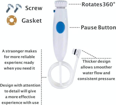 Oral Hygiene Accessories Standard Water Hose Plastic Handle for Waterpik Oral Irrigator for Waterpik Wp-100 Wp-450 Wp-250 Wp-300 Wp-660 Wp-900 (Sl...
