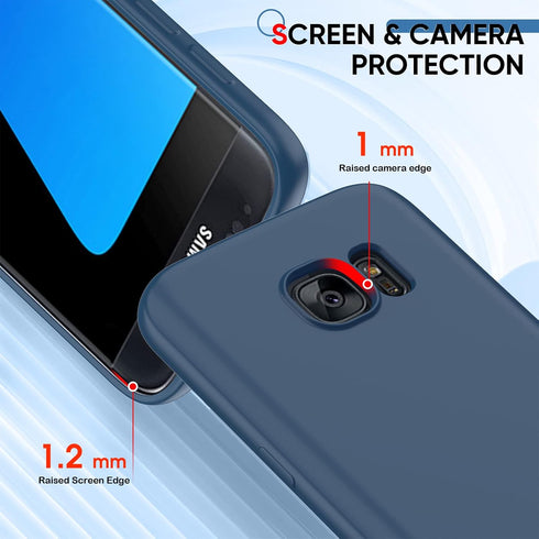 LeYi for Galaxy S7 Case: Samsung S7 Phone Case with 2 Pack Tempered Glass Screen Protector for Women Men, Liquid Silicone Slim Gel Rubber Protecti...