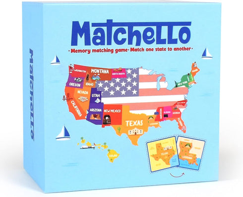 Memory Matching Game - Learn Geography for Kids – 50 States Matching Game – Educational and Fun State Cards for Kids and Grownups – Colorful Cards...