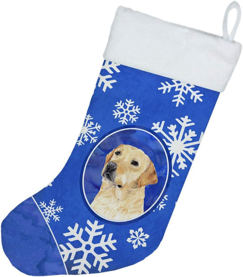 Caroline's Treasures SC9376-CS Labrador Winter Snowflakes Holiday Christmas Stocking Fireplace Hanging Stockings Christmas Season Party Decor Fami...