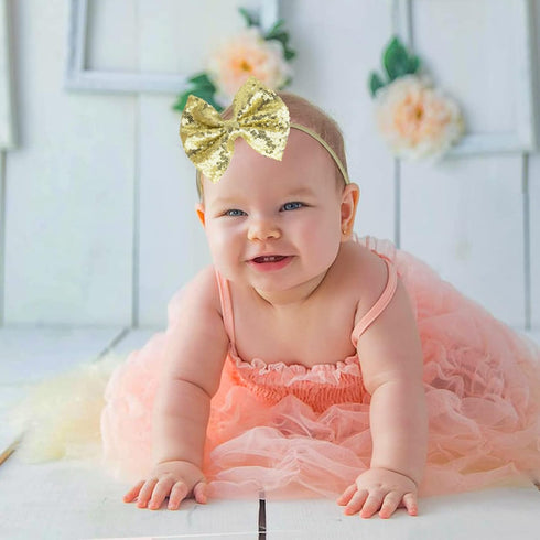 Song Qing Baby Infant Girls Hair Band Sequined Bow Headband Turban Knot Hair Headwear Gold...