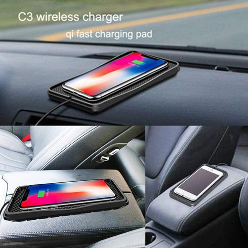 POLMXS Wireless Charger Car Charging pad 15W Fast Wireless Phone Charger Cell Phone Flat Charging mat Compatible with iPhone 11/12/12/14/15 Galaxy...