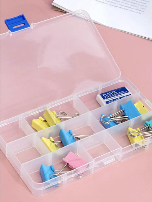 Small Transparent Plastic Organizer Box, 15 Grids Plastic Storage Containers with Removable Dividers for Art and Crafts, Jewelry, Tuff. Size: 6.75...