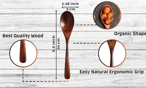 Wooden Spoons 6 Pcs Set Beechwood Honey Spoons for Tea Non Stick Kitchen Cookware Wooden Utensils Natural Wood Spoons for Honey, Coffee, Salad Ser...