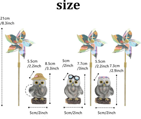 Funny Owl Windmill Garden Statues Decoration Resin Sculpture Decorations Novelty Gift for Desk Indoor Outdoor Yard Patio Lawn Figurines Landscape ...