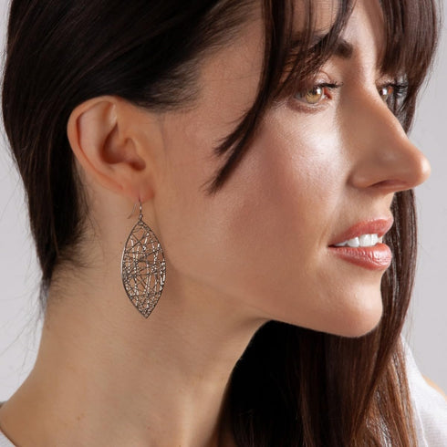 Humble Chic Boho Leaf Dangle Earrings for Women - Gold or Silver Tone Dangly Filigree Earrings - Lightweight Statement Earrings...