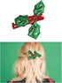 100 Pack Christmas Holly Leaves and Berries Appliques Laser Confetti Fabric Embellishment for Tree, Stocking, Scrapbook, Wreath, Cards Decorations...