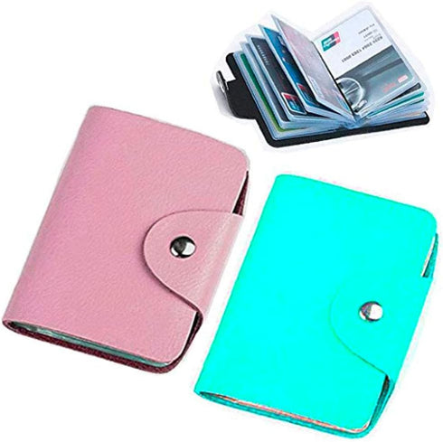 K Y KANGYUN Credit Card Holder for Women 2 Pack, Transparent Plastic Small Credit Card Holder Protector Sleeve Unisex ?Pink&Blue?...