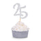 24 CT Silver Number 25 Cupcake Toppers 25th Birthday Anniversary Celebrating Party Decors...