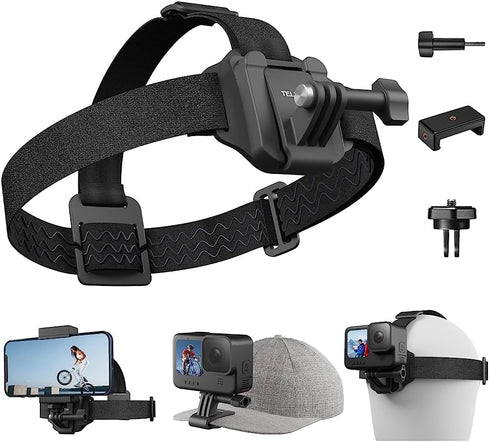 Head Strap Cap Clip Mount with Phone Clip Vertical Mount Kit, 2-in-1 Cellphone POV Selfie Holder Head Mount for GoPro Max Hero Insta360 DJI Action...