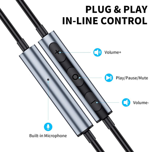 USB Earbuds with Microphone for PC, USB Headset with Mic for Computer Wired Earphones with Mute, Noise Isolating Work Office Gaming PC Headphones ...