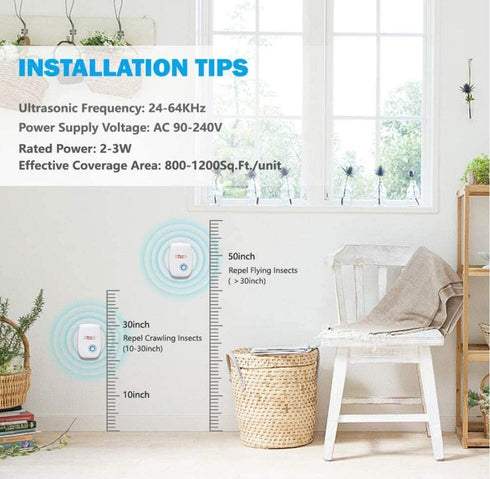Ultrasonic Pest Repeller (6 Packs) Indoor Plug-in Gadget, can Repel Mosquitoes, Bed Bugs, Cockroaches, Spiders, mice, Bats, Birds, Flies, Mosquito...